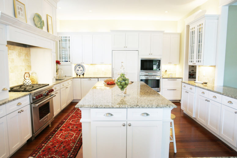 a vintage rug would be a nice accent on a neutral kitchen