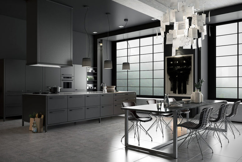 Moody Monochromatic Kitchen Design With A Masculine Feel - DigsDigs