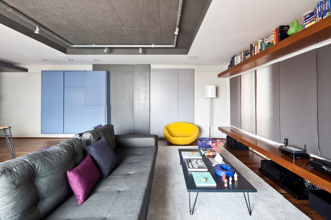 This modern apartment was designed for a man who likes giving parties to small groups of friends