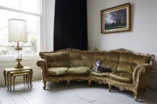 02 Every room can boast of stunning and refined furniture like this upholstered gold sofa