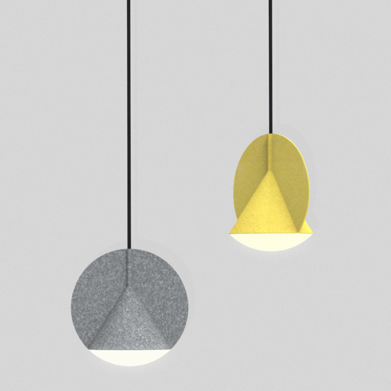 The lamp is made of felt of different colors
