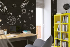 03 The chalkboard wallpaper is space-themed