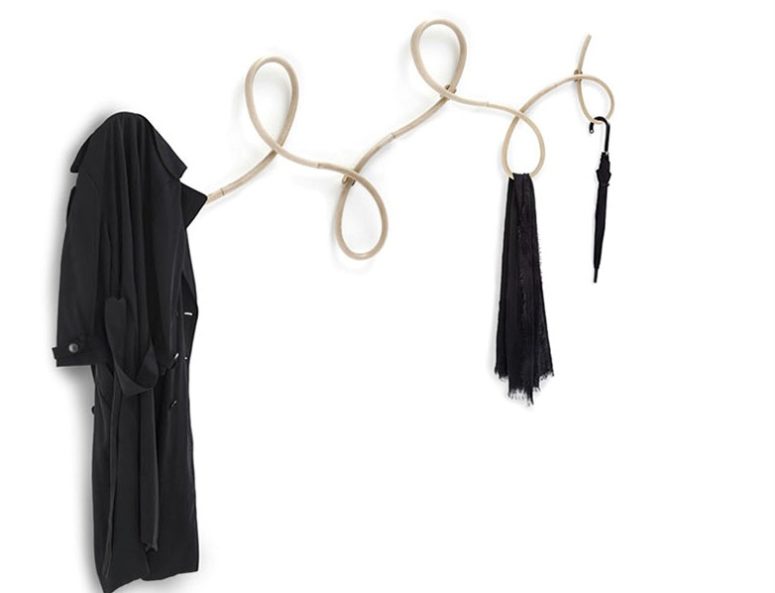 Upward-facing loops can be used for coats, while umbrellas or scarves can be hooked around the downward sections