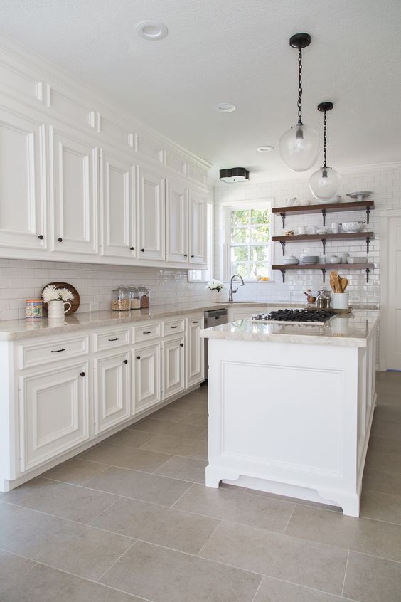 water resistance and durability make tiles perfect for kitchen flooring