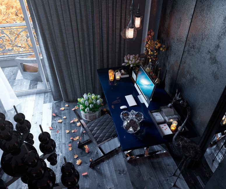Accessories and lights make up the whole room decor