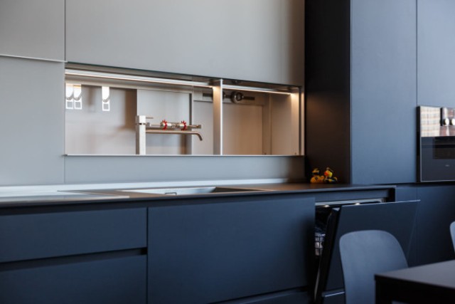 Once the sliding doors are moved, you can see everything perfectly tucked away until needed