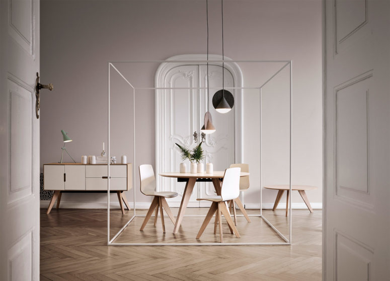 Such a cool hanging lamp can be a match for any modern space