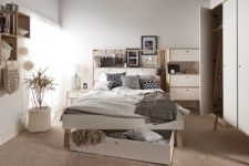 05 The lofted bed comes with integrated drawers and wardrobes that tuck neatly away