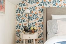 05 lovely modern floral wallpaper to highlight the headboard wall
