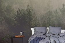 06 misty woodland photo mural adds a relaxing touch to the bedroom