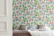 08 botanical floral wallpaper to bring an airy spring feel to the bedroom