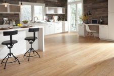 09 light-colored kitchen floors to contrast with weathered wood walls