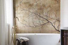 09 unique wallpaper creates an ambience in this bathroom