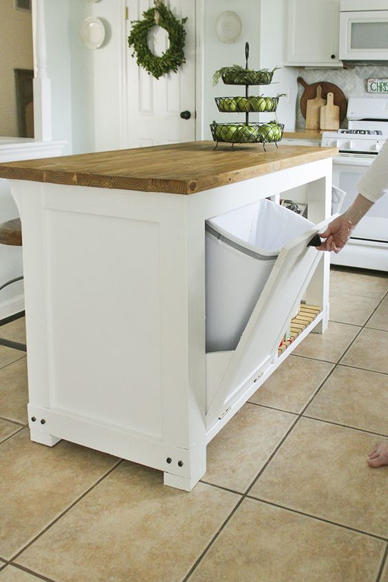 built in kitchen recycling bins