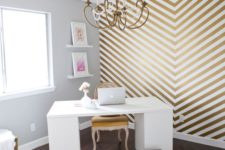 12 a gold chevron wall glams up the home office