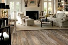 14 putting a rug on the hardwood floors will make them less loud and warmer