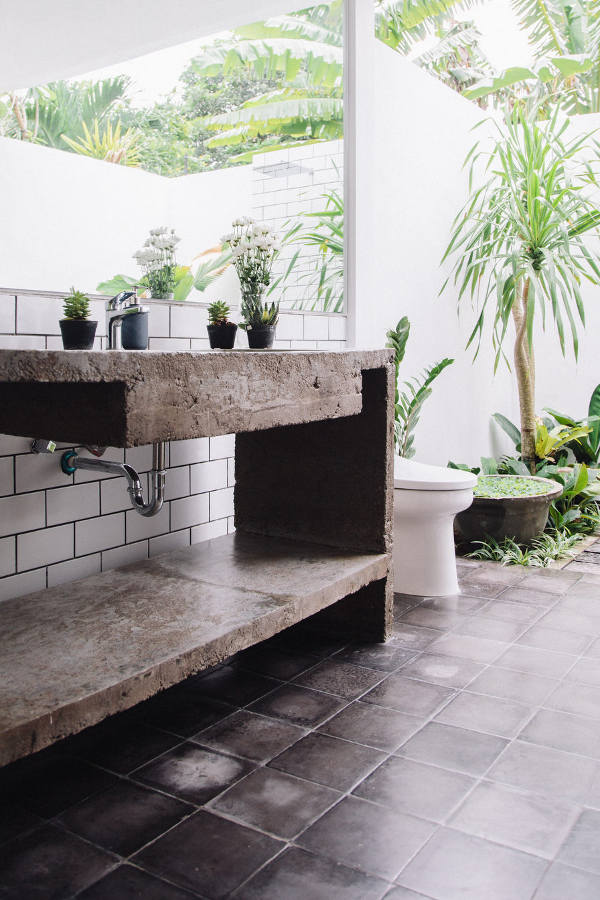 Concrete is a great choice for outdoors in such humid and hot climates