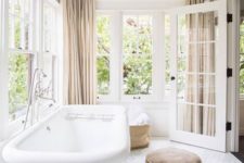 16 marble hex tile floors make this bathroom more refined