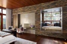 19 brilliant use of hardwood and stone for a modern cabin bedroom