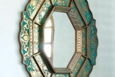 21 green and gold carved mirror frame
