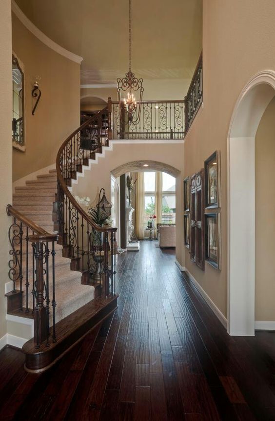 dark wood narrow plank floors for an entryway