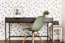 25 quirky colorless wallpaper adds an accent to the home office
