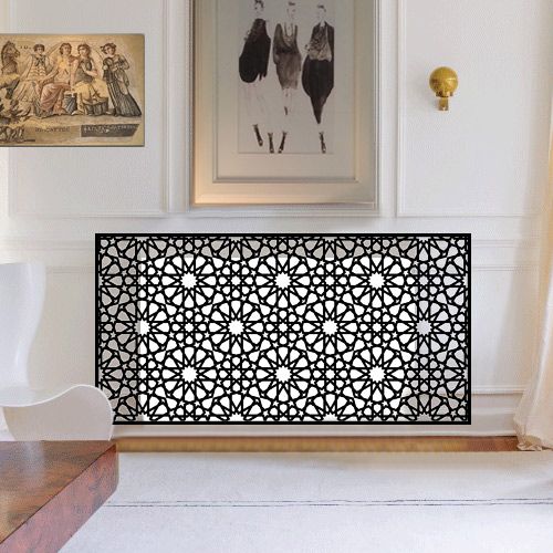 Persian-inspired metal radiator screen
