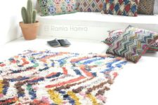33 vintage Moroccan boucherouite rug and kilim cushions