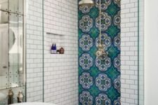 36 Moroccan tiles along the floor and shower