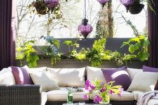 45 Moroccan purple hanging lanterns for a patio