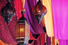 47 Moroccan drapes and lanterns hung with fabric