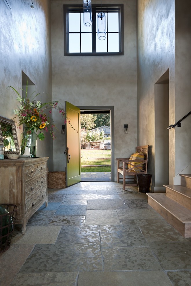 Slate flooring is a natural choice for an entryway. (Stoner Architects)