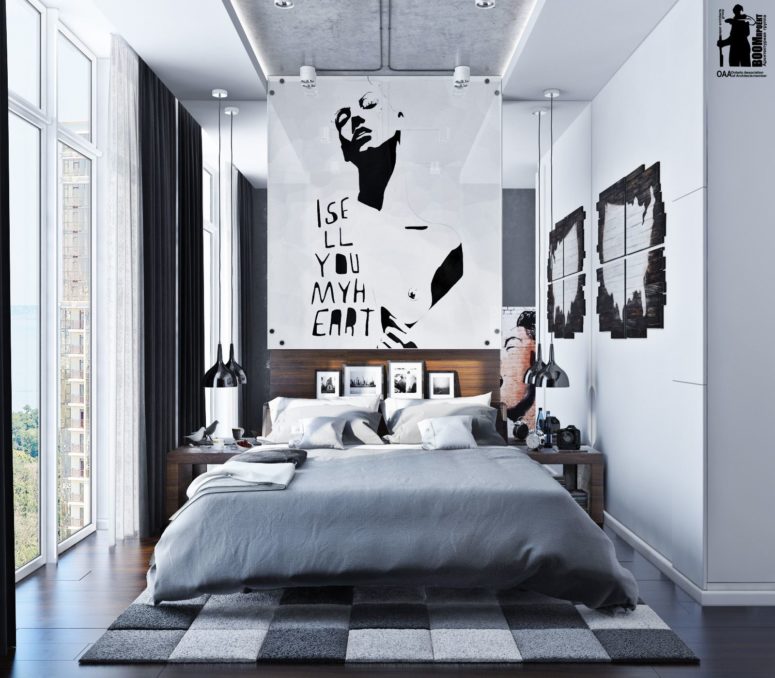 Modern Urban  Bedroom  Decor  In Grey And White DigsDigs