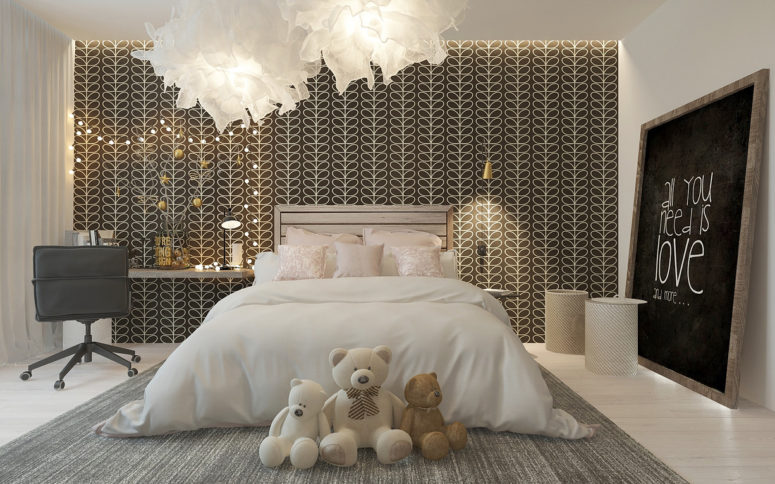 Stylish iGirl si iRoomi With A Patterned Headboard Wall DigsDigs Stylish iGirl si iRoomi With A Patterned Headboard Wall DigsDigs