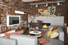 brick wall in a living room