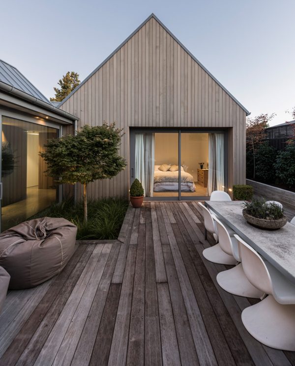 There are four different volumes separated with courtyards