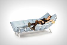 02 This is a steel frame chaise lounge, which you can soften with a corresponding duvet