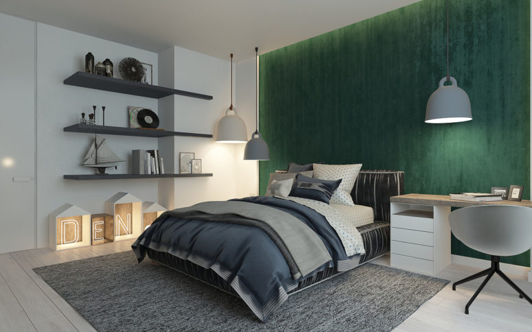 Modern Uncluttered Boy's Room Design In The Shades Of Green - DigsDigs