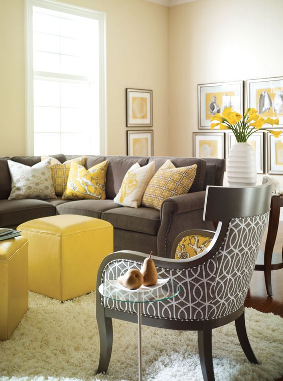 41 Stylish Grey And Yellow Living Room