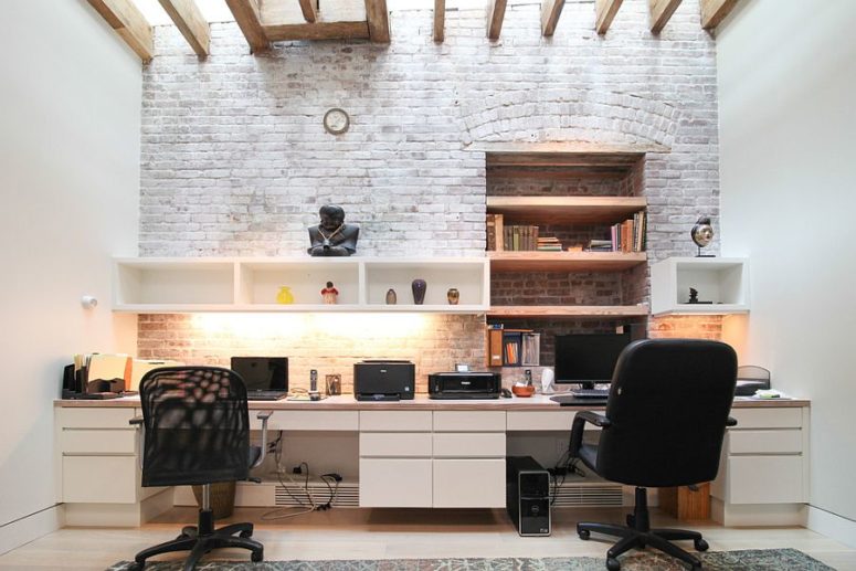 03 uneven whitewashed brick wall for a modern shared home office 775x517