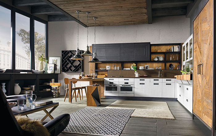 LAB40 kitchens are available in 13 different shades and also features industrial style