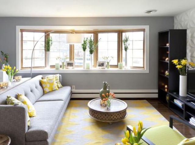 29 stylish grey and yellow living room décor ideas - digsdigs