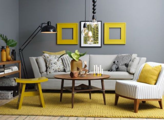 41 Stylish Grey And Yellow Living Room