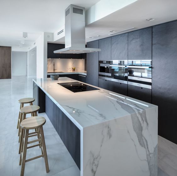 32 Trendy And Chic Waterfall Countertop Ideas - DigsDigs