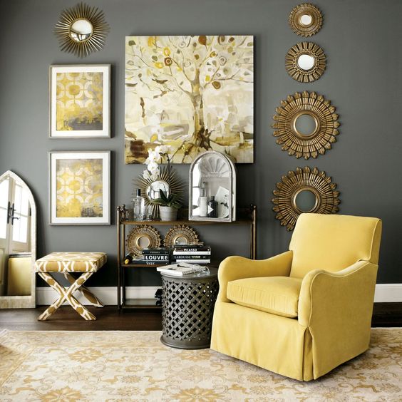 41 Stylish Grey And Yellow Living Room