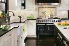 07 traditional and retro kitchen with a chic black cooker and hood