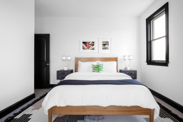 small bedroom design The small bedroom has a large comfy bed, and the beach feel is given with pics of the owners take on the beach