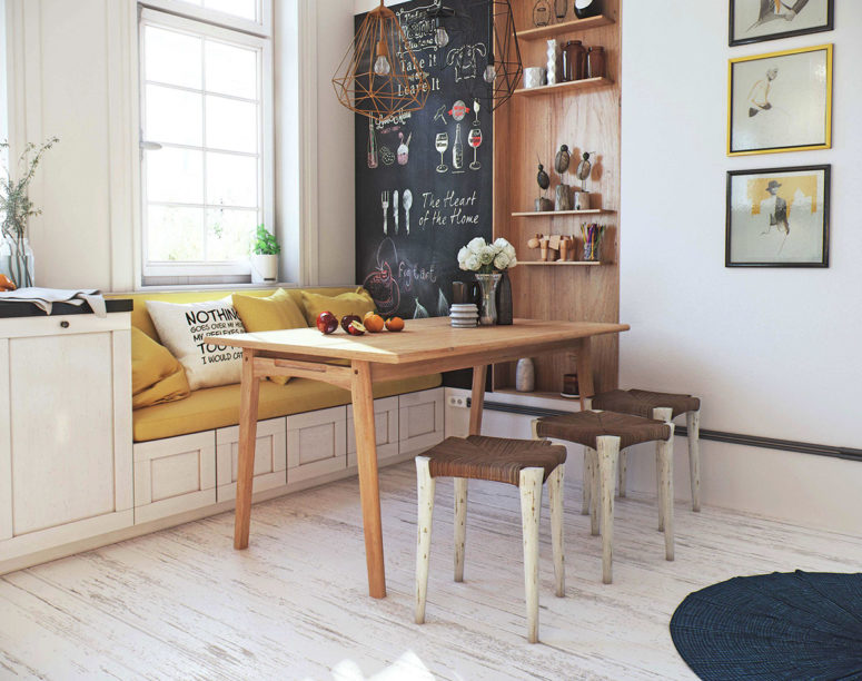 Built-in furniture here allows to accomodate everything necessary