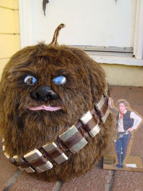 Chewbacca pumpkin covered with fur