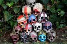 09 colorful tiki skulls for Halloween decor